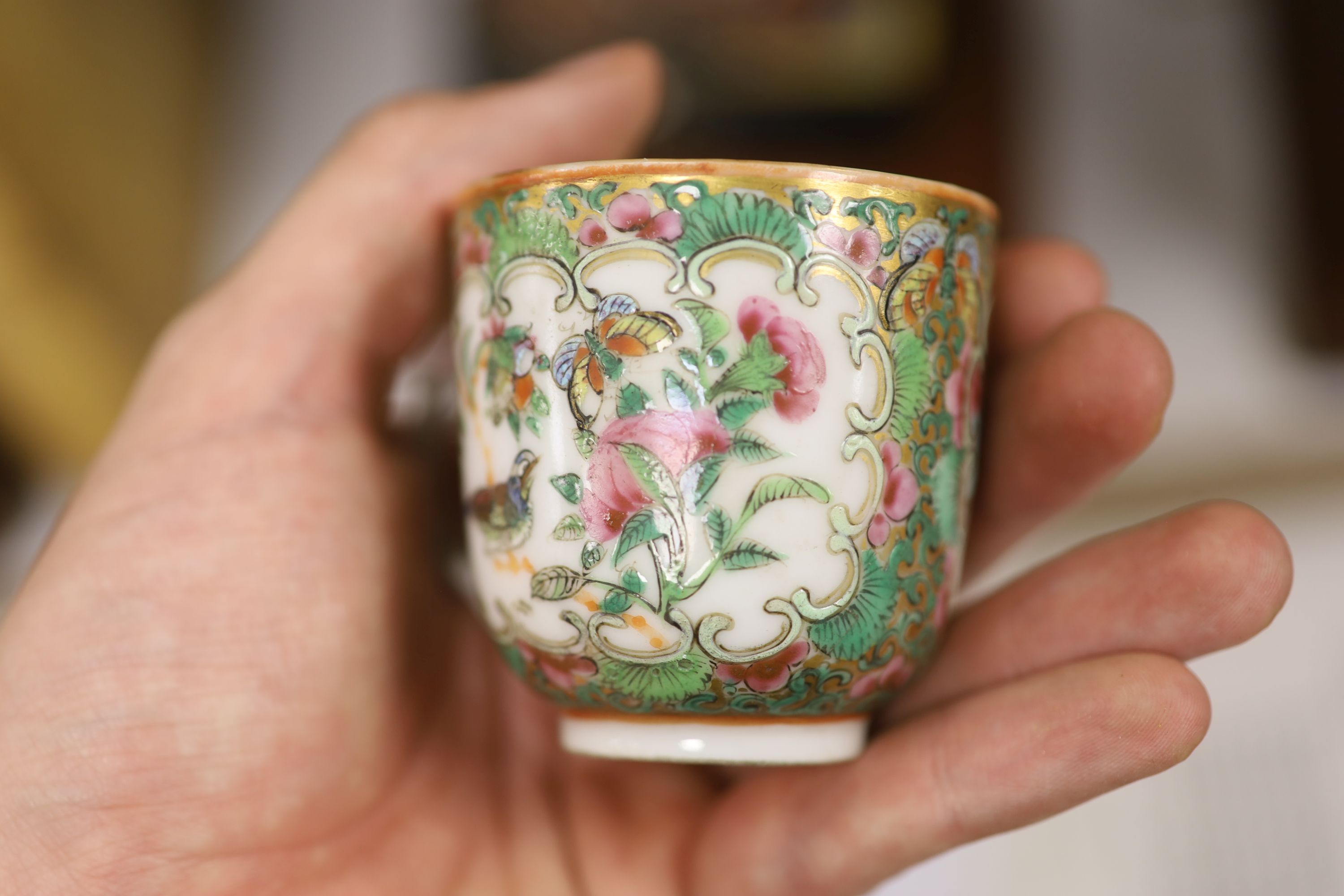 A 19th century Chinese famille rose five piece porcelain tea set